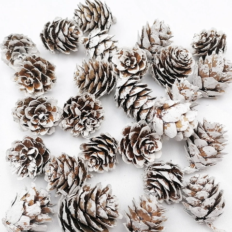 Piñas Naturales Con Nieve Blanco Madera Mini Piñas Para Decoración Navideña Manualidades Decoración Hogar Rústica