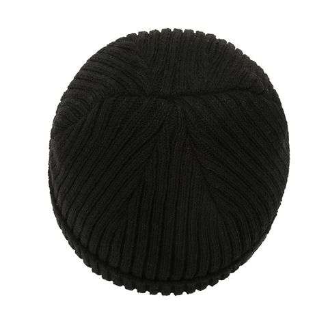 Berretto In Maglia Foderato In Pile Inverno Caldo Esterno Casual A Costine Con Risvolto Patch Sport Per Uomo E Donna