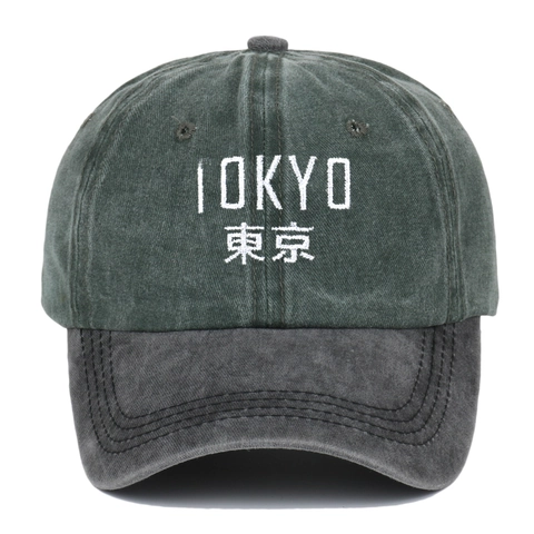 Casquette De Baseball En Coton Lavé Rétro Broderie Tokyo Respirant Protection Solaire Sport De Plein Air Réglable
