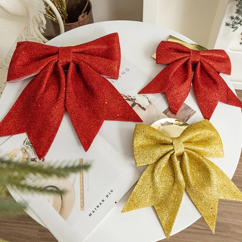 Christmas Glitter Bow Decoration Sparkling Sequin Large Ornament For Holiday Party Home Decor Festive Tree Ornament