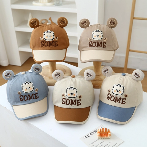 Cappello Da Baseball Bambini Cartone Animato Cotone Orecchie Orso 3D Sole Regolabile Ricamo Per Ragazzi Ragazze