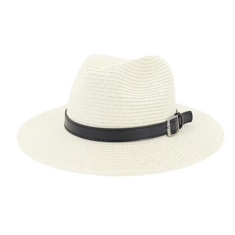 Chapeau Fedora En Paille Pour Femmes Large Bord Été Plage Protection Solaire Style Panama Tissage Papier Ajustable