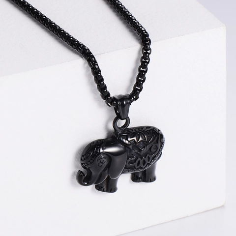 Collar Con Colgante De Elefante Acero Inoxidable 304 Estilo Retro Vintage Joyas De Animales Tallados Para Hombres Mujeres