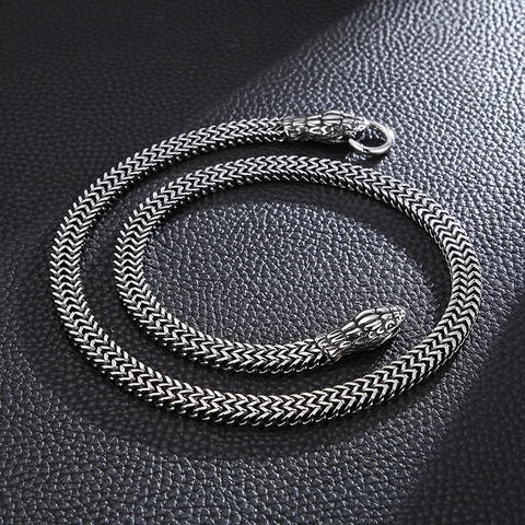 Vintage Snake Head Scale Chain Necklace Stainless Steel Punk Hip Hop Jewelry For Men And Women Jewelry Accessory