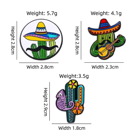 Kreative Emaille-Brosche Im Mexikanischen Stil Kaktus Chamäleon Gitarre Sombrero Kaktus Anstecknadel Für Rucksack Kleidung