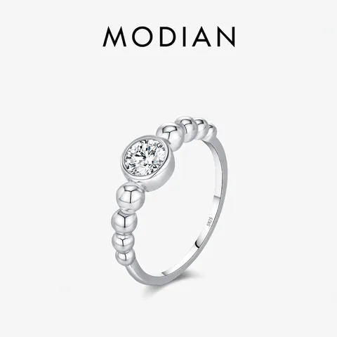 Anello Solitario Moissanite Argento Sterling 925 Fascia Bolle Con Perline Castone Chiuso Taglio Brillante Rotondo Gioielli Donna Eleganti