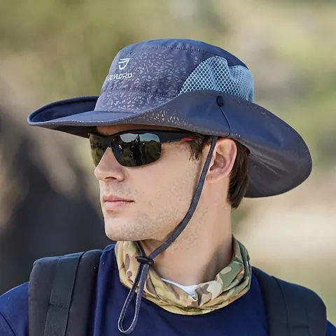 Outdoor Bucket Hat Wide Brim Breathable Mesh Cotton Polyester Sun Protection Foldable Fishing Hiking Cap Men Women