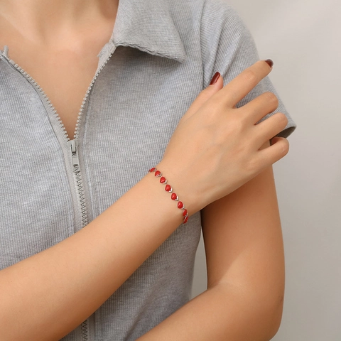 Herz Gliederkette Armband Edelstahl Bunte Emaille Verstellbar Modeschmuck Für Damen