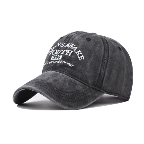 Casquette De Baseball En Coton Lavé Vintage Distressed Youth 1995 Lettre Brodée Ajustable Extérieur Casual Unisexe