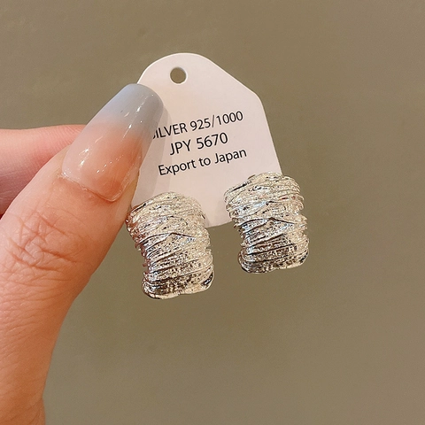 Irregular Multilayer C-Shaped Hoop Earrings Metal Minimalist Style Versatile Elegant Chunky Earrings For Women Fashion Jewelry Gift