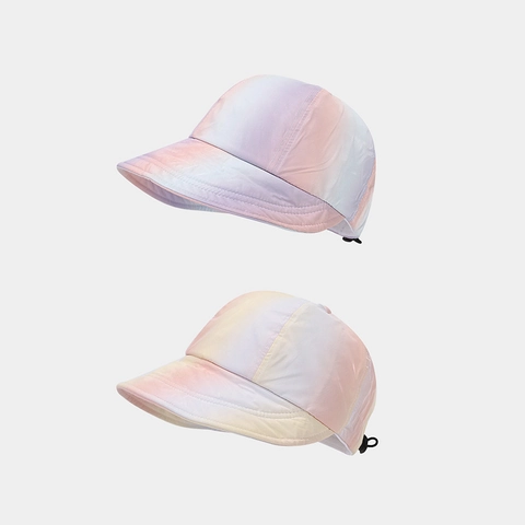 Tie-Dye Gradient Baseball Cap Women Wide Brim Sun Hat Polyester Quick Dry Adjustable Outdoor Summer