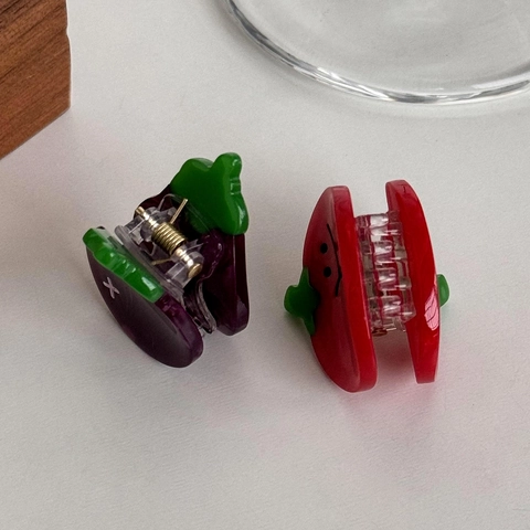 Pinza Para El Pelo Verduras Linda Acetato Forma Dibujos Animados Mini Kawaii Horquilla Agarre Cabello Mujeres Niñas