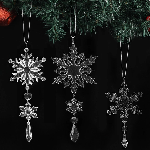 Set di Ornamenti Natalizi in Acrilico Trasparente Ciondoli a Fiocco di Neve Ghiacciolo Alce per Decorazioni Albero di Natale Matrimonio Festa
