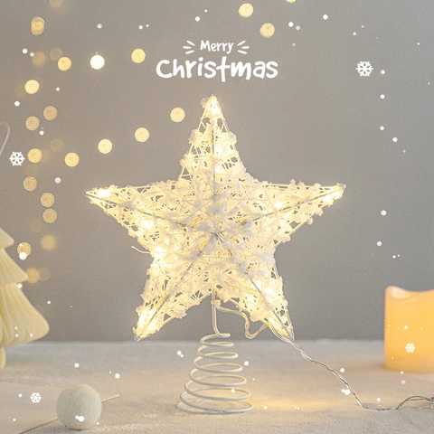 Estrella Para Copa De Árbol De Navidad LED Con Brillo Adorno Metálico Decoración Navideña