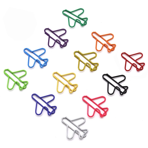 Airplane Paper Clips Metal Creative Airplane Shape Decorative Bookmarks Stationery For Office School Colorful Cute Novelty
