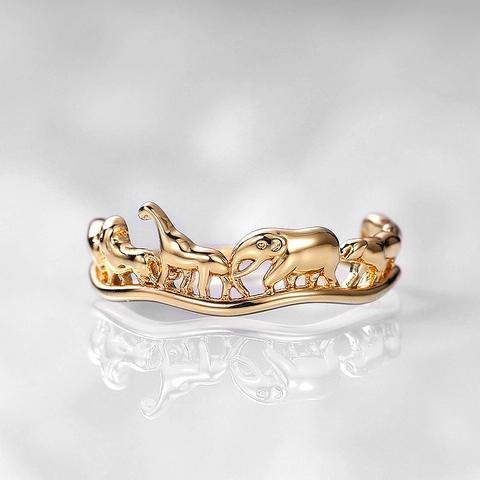 Animal Circus Relief Ring Copper With Zircon 3D Elephant Giraffe Lion Japanese Style Creative Jewelry For Women