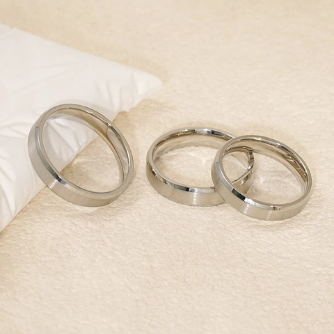 Anillo De Banda Minimalista De Acero Inoxidable Acabado Cepillado Pulido Borde Biselado Joyería Unisex