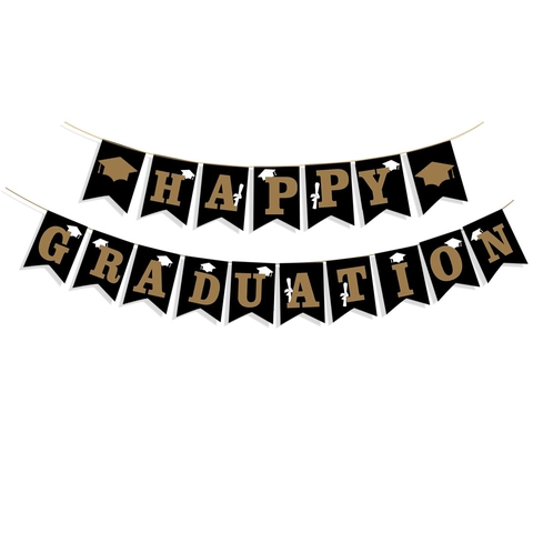 Afstudeerfeest Servies Banner Tafelkleed Servetten Borden Bekers Bestek Zwart Goud Wit Gefeliciteerd Decoratie