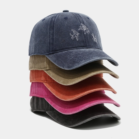 Cappello Da Baseball In Cotone Lavato Vintage Con Ricamo Uccelli Retro Protezione Solare Regolabile
