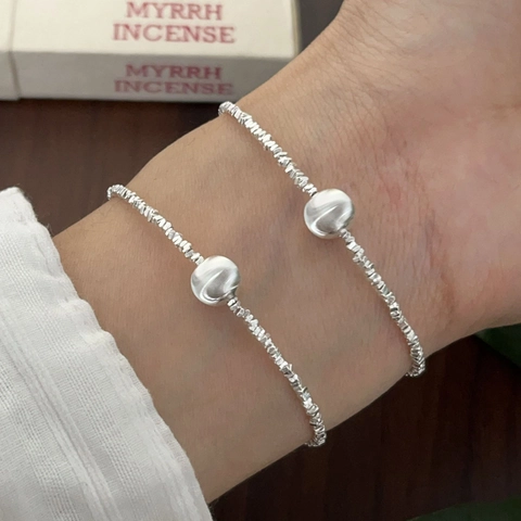 925 Sterling Silber Armband Unregelmäßige Zersplitterte Silberperlen Katzenaugenperle Polierte Runde Perle Herzanhänger Damen