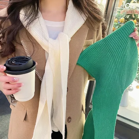 Bufanda Con Capucha De Punto Gorro Pasamontañas Integrado Color Sólido Calentador De Cuello Acanalado Suave Para Invierno Mujer