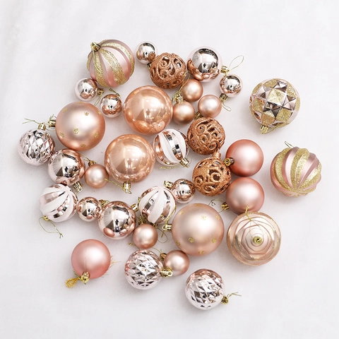 Boules De Noël Ornements PVC Incassable Décorations Suspendues Arbre Fête Vacances Textures Mixtes Galvanisées Élégant