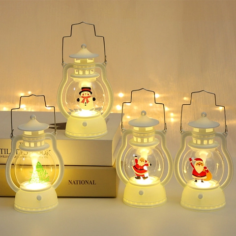 LED Weihnachts Laterne Retro Tragbar Kunststoff Nachtlicht Warmes Licht Feiertag Home Tischfenster Ornament Dekoration