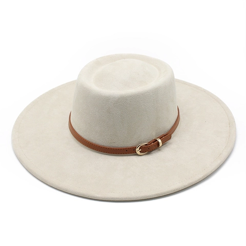 Cappello Boater Elegante A Tesa Larga Per Donne Uomini In Scamosciato Sintetico Jazz Fedora Con Cintura In Similpelle Vintage
