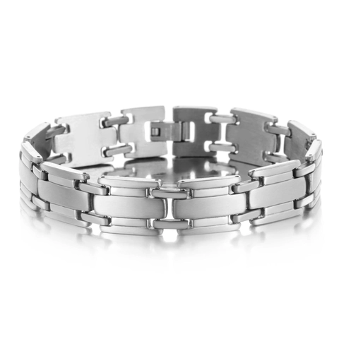 Edelstahl Gliederkette Armband Herren Punk Industrial Stil Poliert Gebürstet H-Link Schmuck