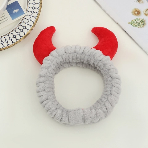 Diadema De Peluche Cuernos De Diablo Orejas De Vaca Banda Elástica Suave Lavado De Cara Cuidado De La Piel Maquillaje