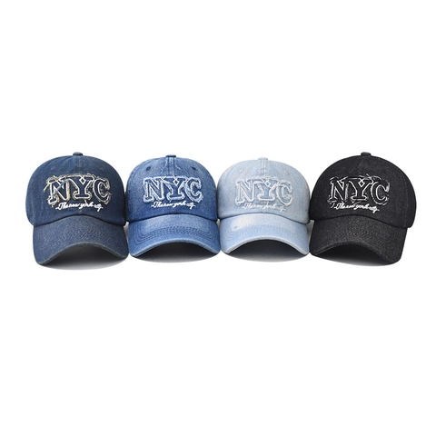 Cappello Da Baseball In Denim Lavato Retro Ricamo Lettere NYC Regolabile Cappello Da Sole In Cotone Uomo Donna
