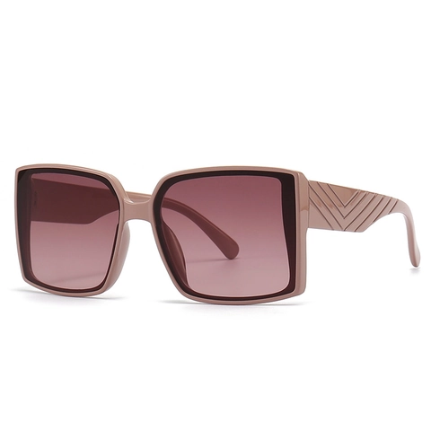 Women Oversized Square Sunglasses Fashion Vintage Trendy UV400 PC Frame Gradient Lens Sunglasses With Geometric Texture Temple Fashion Eyewear