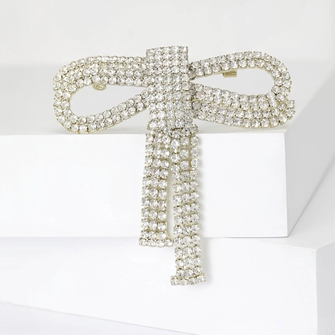 Elegante Spilla a Fiocco Con Nappina per Donna Brillante Strass Intarsiato Spilla in Lega per Matrimonio Festa Accessori Abbigliamento