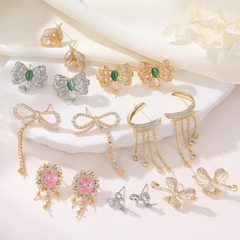 Elegant Copper Bowknot Tassel Dangle Earrings For Women With 925 Sterling Silver Post Rhinestone Artificial Pearl Jewelry