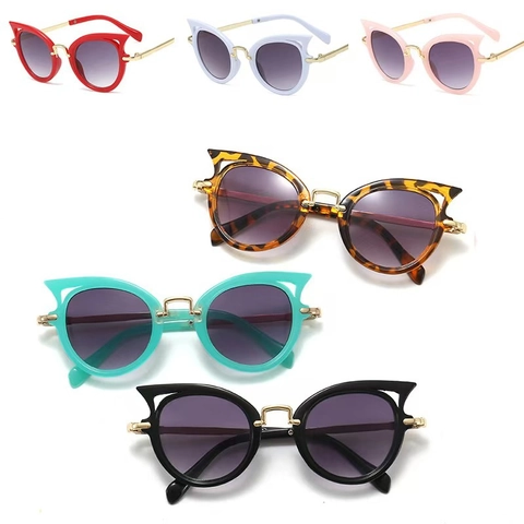 Gafas De Sol Para Niños Forma Ojo De Gato Protección UV Gafas De Moda Con Patillas De Metal Lentes Degradadas Para Bebés