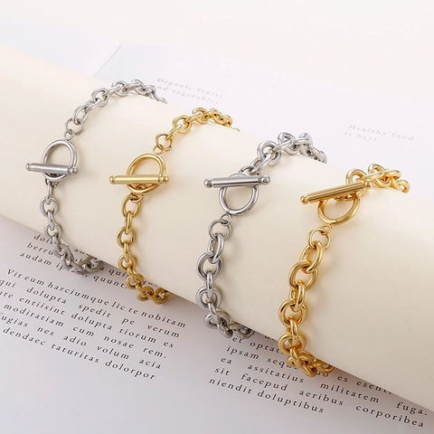 Roestvrijstalen Toggle Schakelarmband Mode Geometrische Dikke O Ketting Hip Hop Punk Stijl Sieraden Voor Mannen En Vrouwen