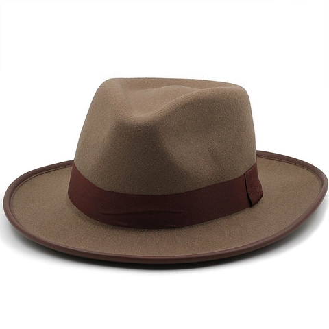 Cappello Fedora Classico In Feltro Di Lana Tesa Larga Unisex Stile Jazz Cowboy Protezione Solare Autunno Inverno