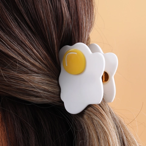 Molletta Per Capelli Uovo In Camicia Acetato Simpatica Fermaglio Uovo Al Tegamino Stile Francese Creativo Forma Cibo Donne