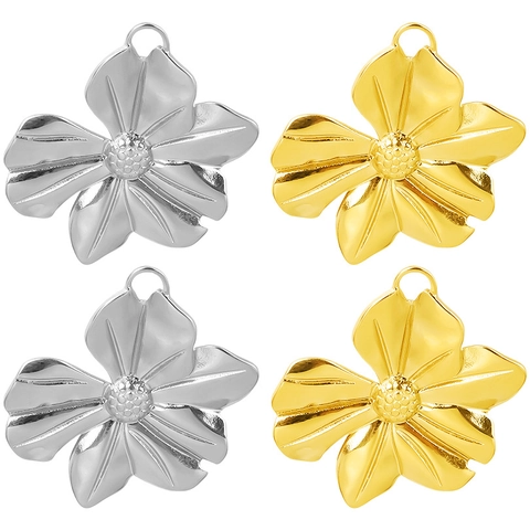 Colgante De Flor Acero Inoxidable 304 Chapado En Oro De 18K Accesorio Para Hacer Joyas DIY Estilo Minimalista Irregular