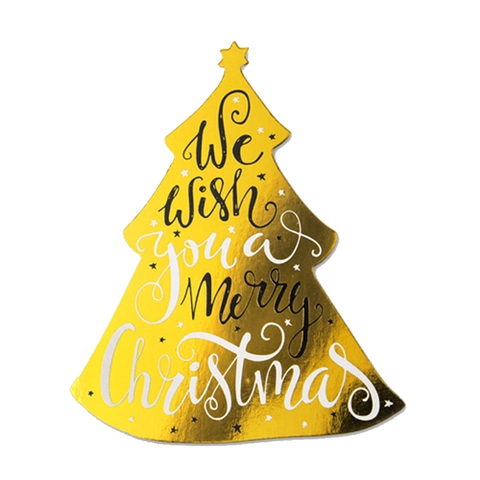 Christmas Greeting Cards Gold Bronzing Snowman Tree Cup Shape Gift Hanging Tags Holiday Party Decoration