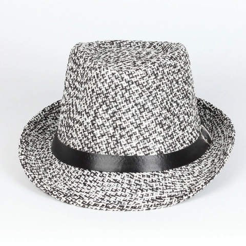 Paper Straw Fedora Hat Panama Style Breathable Sun Protection Beach Travel British Retro Jazz For Men Women Leather Band Metal Buckle