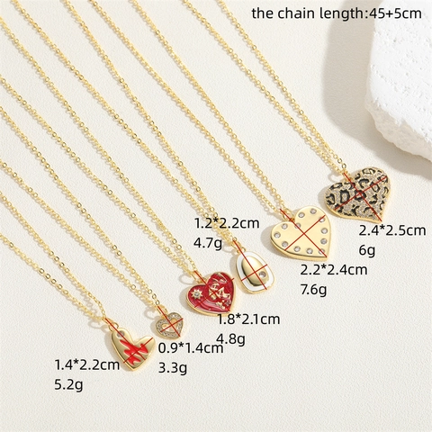 Mode Kupfer Zirkonia Herz Anhänger Halskette Sexy Leopardenmuster Emaille Tropföl Schlüsselbein Kette Schmuck Für Damen