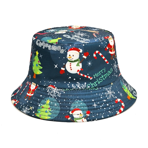 Vissershoed Polyester Omkeerbaar Dubbelzijdig Zonbescherming Kerstmis Kerstman Sneeuwpop Bedrukt Buiten Feestelijk Voor Heren Dames