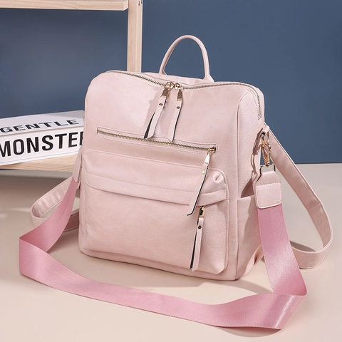 Sac À Dos De Mode Pour Femmes En Cuir PU Souple Grande Capacité Multi Poche Rétro Sac À Bandoulière Pour Dames Voyage