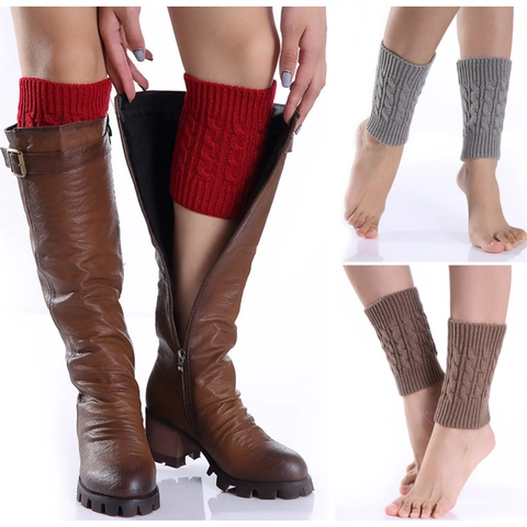 Cable Knit Boot Cuffs Women Winter Warm Acrylic Leg Warmers Ribbed Short Crochet Ankle Toppers