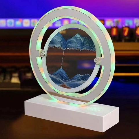 Lampe De Table À Sable Mouvant 3D Avec Haut-Parleur Bluetooth Veilleuse LED RGB Décoration Rotative Pour Chambre