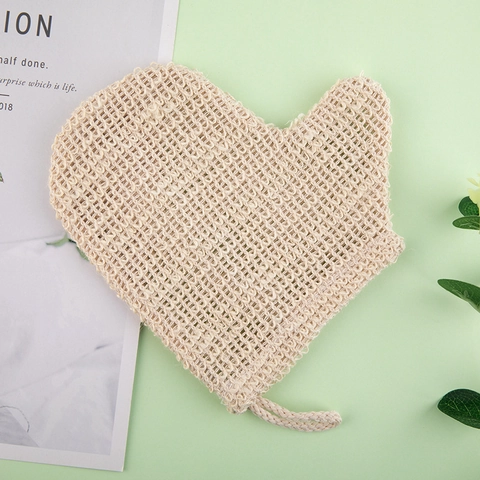 Guanto Da Bagno Esfoliante Cotone Lino Sisal Spugna Corpo Pulizia Profonda Per Doccia Con Corda Per Appenderlo