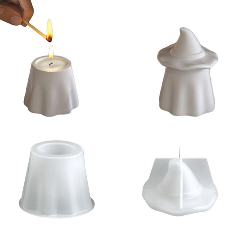 Halloween Ghost Wizard Hat Silicone Mold DIY Candle Cup Storage Box Epoxy Resin Gypsum Casting Tool Decorative Ornament