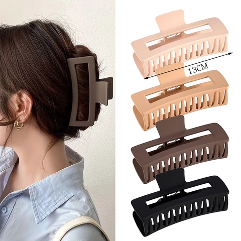 Große Matte Geometrische Rechteckige Haarklammer Damen Einfarbig Hohl Hai Clip Für Dickes Haar Styling Zubehör