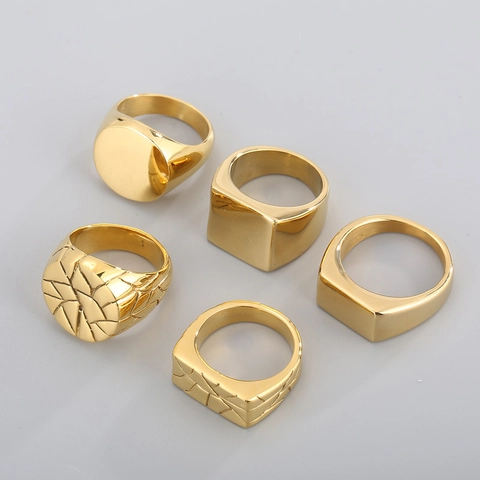Geometrischer Edelstahl Siegelring Für Damen Herren Poliert Rund Quadratisch Rechteckig Schlichter Bandring Minimalistischer Schmuck
